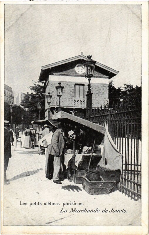 Carte postale ancienne Les petits métiers parisiens - La Marchande de Jouets à Paris 19e