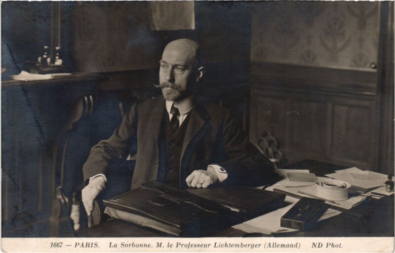 Carte postale ancienne Paris 5e la Sorbonne Prof. Lichtemberger Allemand à Paris 5e