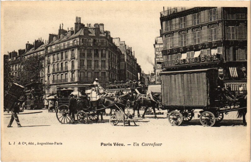 Carte postale ancienne Paris Vecu. un carrefour