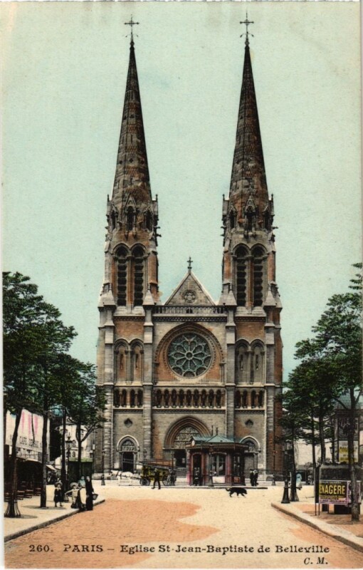 Carte postale ancienne Eglise Saint-Jean-Baptiste de Belleville à Paris 20e
