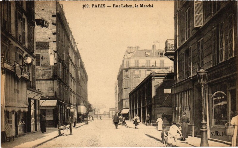 Carte postale ancienne Rue Lebon - le Marché à Paris 17e