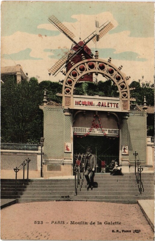 Carte postale ancienne Moulin de la Galette à Paris 18e