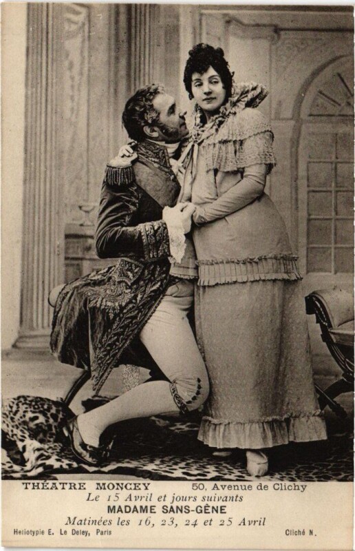Carte postale ancienne Théâtre Moncey - Avenue de Clichy - Madame Sans-Gêne à Paris 18e