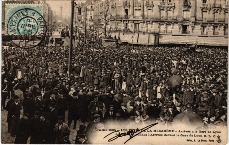 Carte postale ancienne Paris 12e Fetes de la Mi-Careme 1905 gare de Lyon à Paris 12e