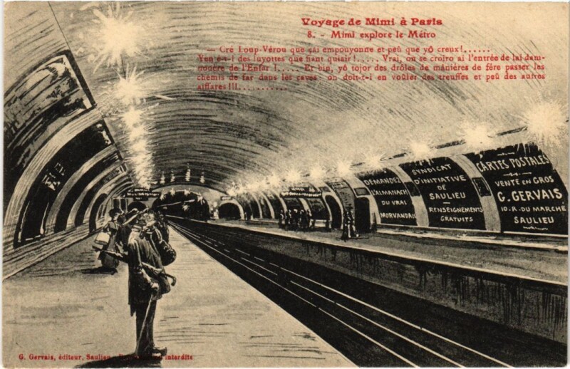 Carte postale ancienne 8 Voyage de Mimi a Paris explore le Metro