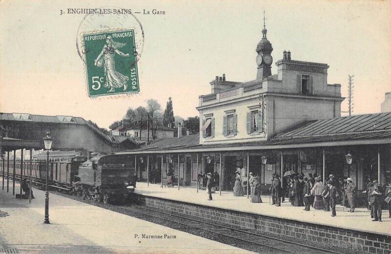 Carte postale ancienne Enghien Les Bains La Gare / Train / Locomotive à Enghien-les-Bains