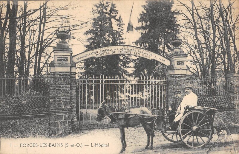 Carte postale ancienne Forges Les Bains - L'Hopital - Attelage à Forges-les-Bains