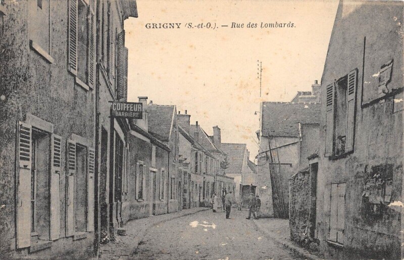Carte postale ancienne Grigny / Rue Des Lombards / Coiffeur / Barbiere à Grigny