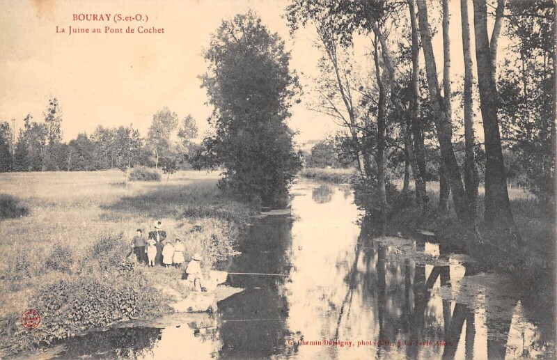 Carte postale ancienne Bouray - La Juine Au Pont De Cochet - Peche A La Ligne
