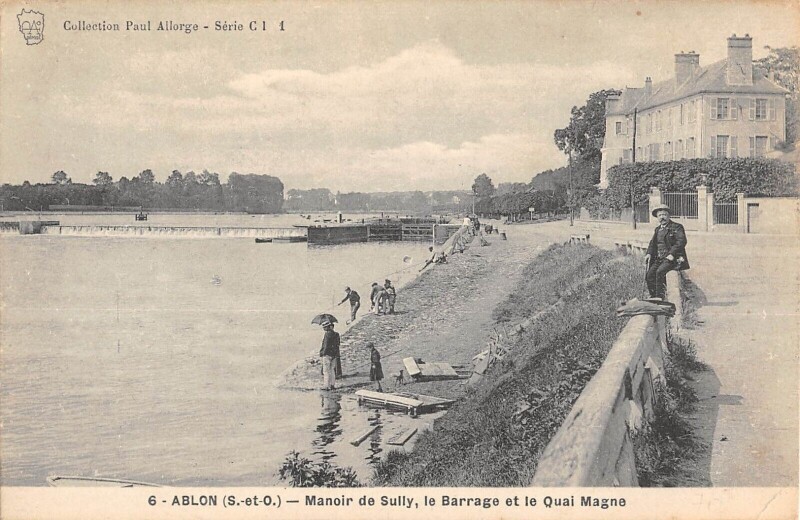 Carte postale ancienne Ablon - Manoir De Sully - Le Barrage - Quai Monge