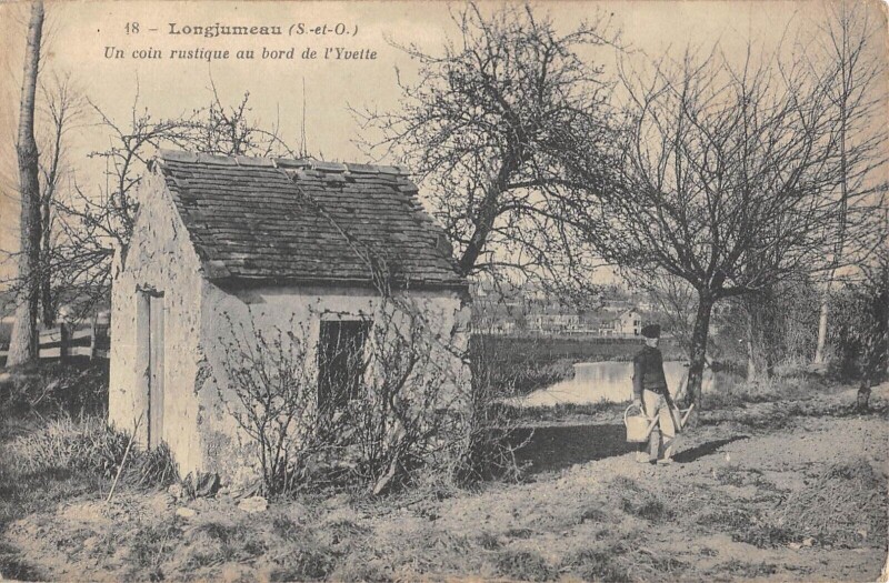 Carte postale ancienne Longjumeau - Un Coin Rustique Au Bord De L'Yvette à Longjumeau