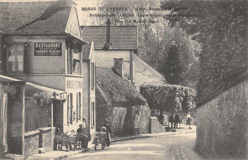 Carte postale ancienne Bords De L'Yerres - Hotel - Restaurant - Boussy Saint Antoine - Rue Du Mo à Boussy-Saint-Antoine