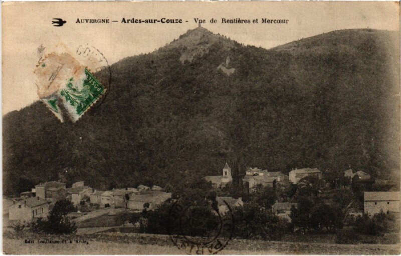Carte postale ancienne Ardes sur Couze Vue de Rentieres et Mercoeur France à Ardes