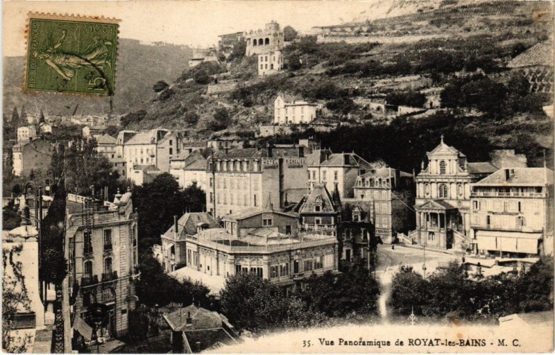 Carte postale ancienne Royat-les-Bains Vue panoramique France à Royat