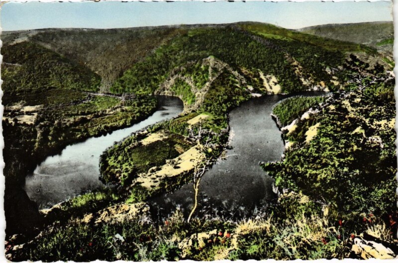 Carte postale ancienne Queuille La presquile de Murat France à Queuille
