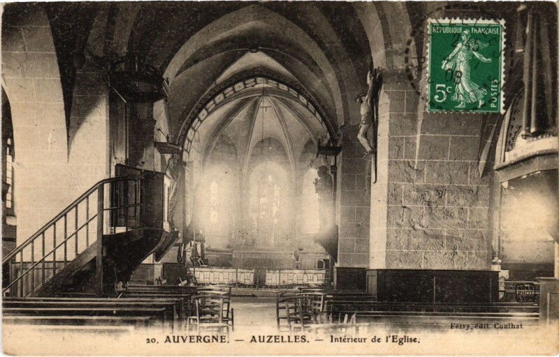 Carte postale ancienne Auzelles Interieur de l'Eglise France à Auzelles
