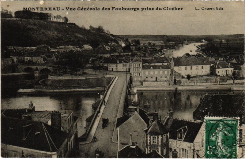 Carte postale ancienne Montereau Vue Generale des Fauvourg prise du Clocher France