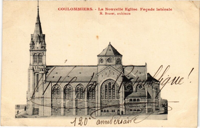 Carte postale ancienne Coulommiers La Nouvelle Eglise, facade laterale France à Coulommiers