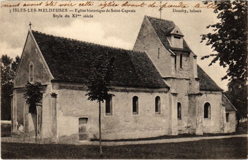 Carte postale ancienne Isles les Meldeuses Eglise historique de St.Caprais France à Isles-les-Meldeuses