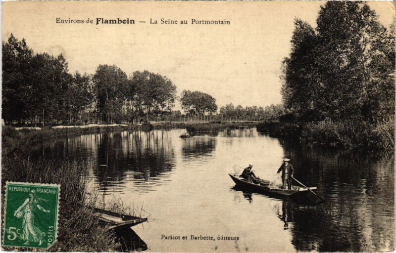 Carte postale ancienne Env de Flamboin La Seine au Portmontain France