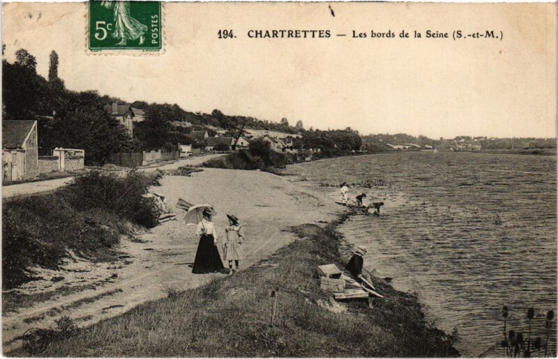 Carte postale ancienne Chartrettes Les bords de la Seine France à Chartrettes