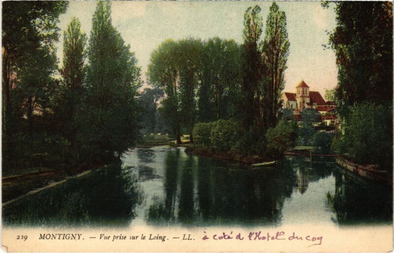 Carte postale ancienne Montigny Vue prise sur le Loing France