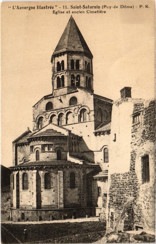 Carte postale ancienne Saint-Saturnin Eglise et ancien Cimetiere France à Saint-Saturnin