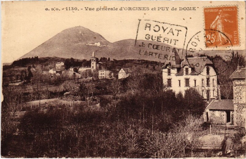 Carte postale ancienne Puy de Dome Vue Generale d'Orcines France à Orcines