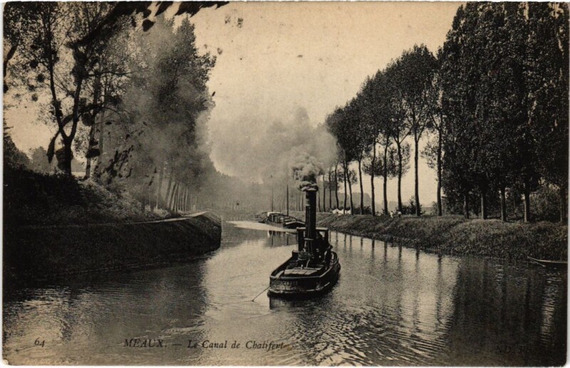 Carte postale ancienne Meaux Le Canal de Chalifert France à Chalifert