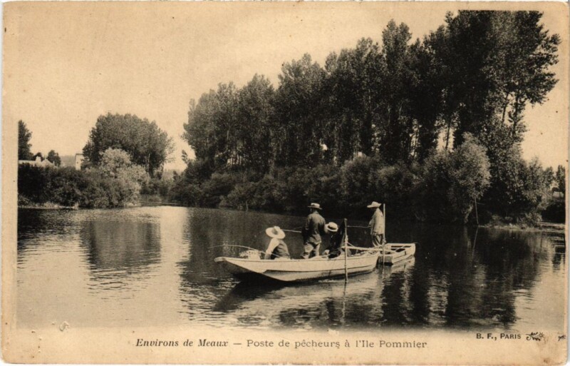 Carte postale ancienne Env de Meaux Poste de pecheurs France à Meaux