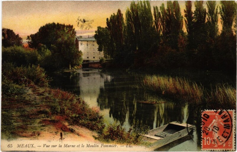 Carte postale ancienne Meaux Vue sur la Mare et le Moulin Pommier France à Meaux