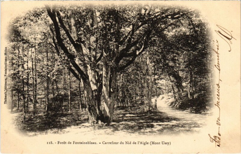 Carte postale ancienne Fontainebleau Carrefour du Nid de l'Aigle France à Fontainebleau