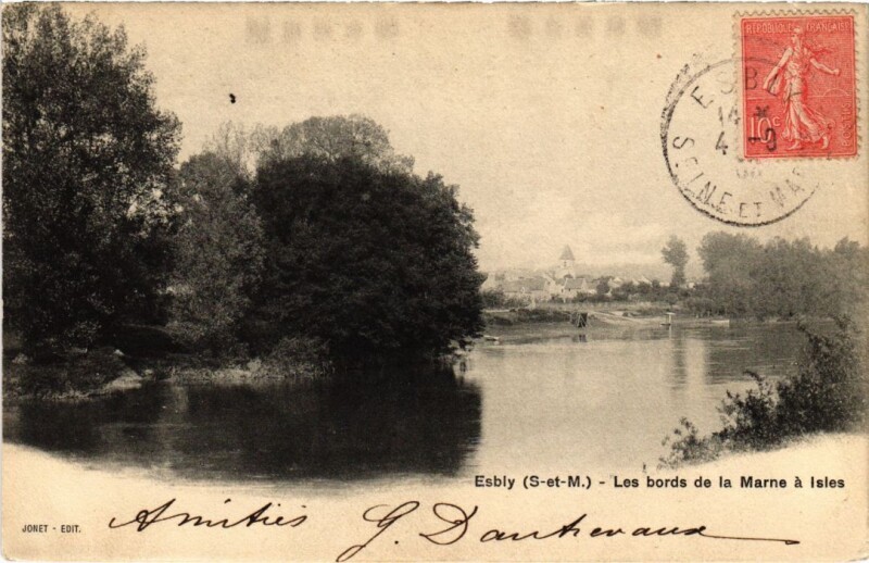 Carte postale ancienne Esbly Les bords de la Marne a Isles France à Esbly