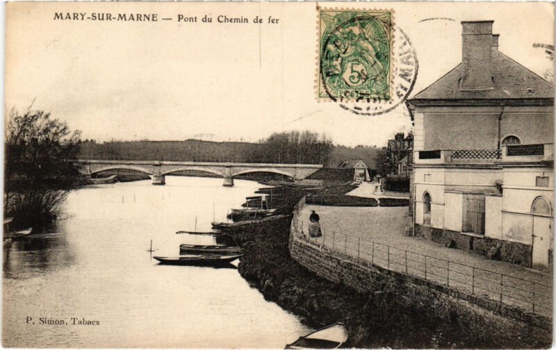 Carte postale ancienne Mary sur Marne Pont du Chemin de fer France à Mary-sur-Marne