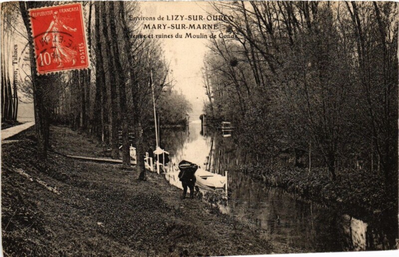 Carte postale ancienne Mary sur Marne Avenue et ruines du Moulin France à Mary-sur-Marne