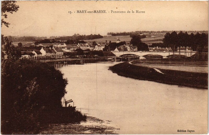 Carte postale ancienne Mary sur Marne Panorama de la Marne France à Mary-sur-Marne
