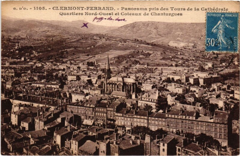 Carte postale ancienne Clermont-Ferrand Panorama pris des Tours de la Cathedrale France à Clermont-Ferrand
