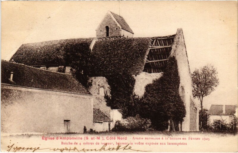 Carte postale ancienne Eglise d' Amponville Cote Nord France à Amponville