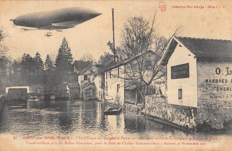 Carte postale ancienne Juvisy Sur Orge - Passage Du Dirigeable Patrie - Au Dela De La Marbrerie à Juvisy-sur-Orge