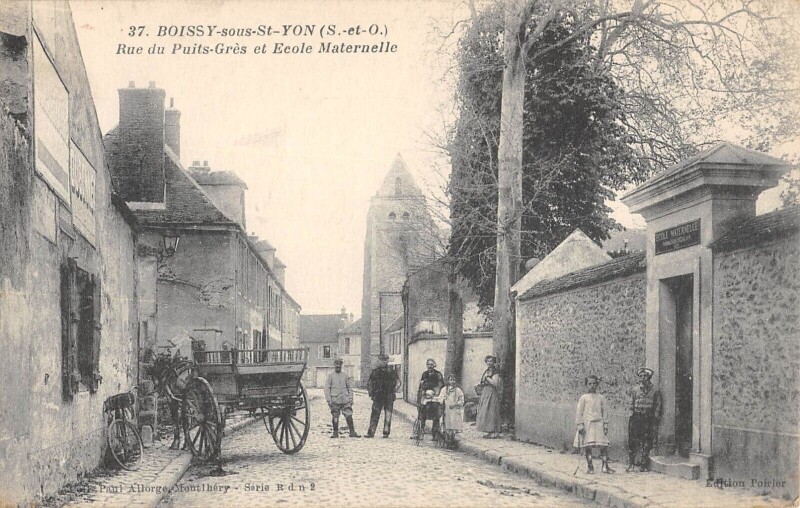 Carte postale ancienne Boissy Sous Saint Yon - Rue Du Puits Gres - Ecole Maternelle - Rare à Boissy-sous-Saint-Yon