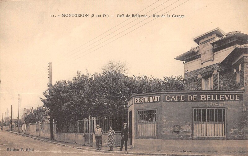 Carte postale ancienne Montgeron - Cafe De Bellevue - Rue De La Grange à Montgeron