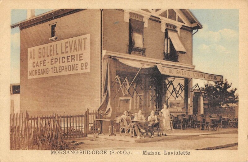 Carte postale ancienne Morsang Sur Orge - Maison Laviolette - Au Soleil Levant - Cafe - Epicerie à Morsang-sur-Orge