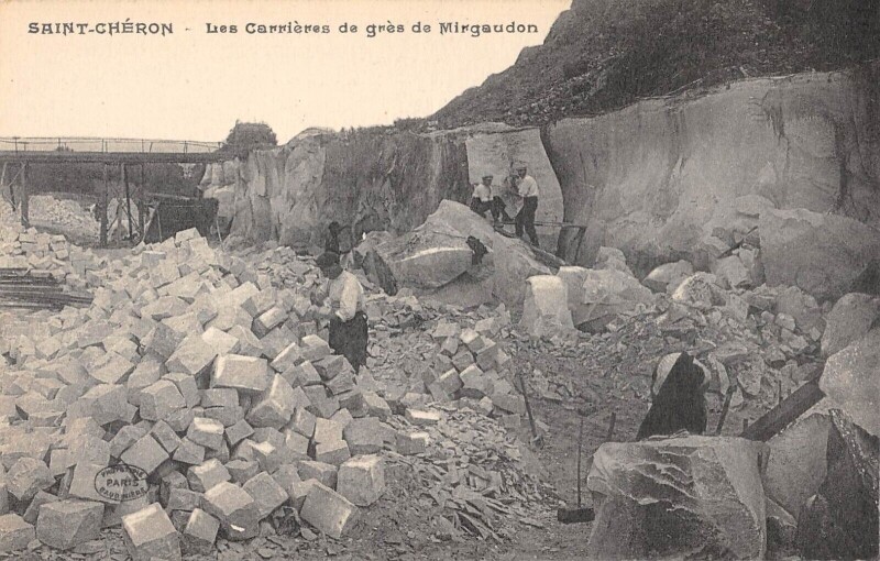 Carte postale ancienne Saint Cheron - Les Carrieres De Gres De Mirgaudon - cpa industrie