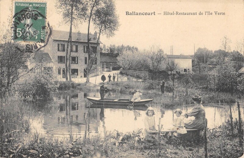 Carte postale ancienne Ballancourt - Hotel - Restaurant De L'Ile Verte