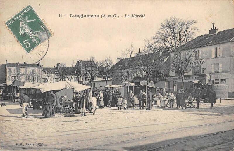 Carte postale ancienne Longjumeau - Le Marche à Longjumeau