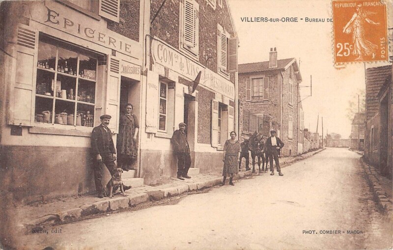 Carte postale ancienne Villiers Sur Orge - Bureau De Tabac - Epicerie - Commerce De Vins - Resta à Villiers-sur-Orge