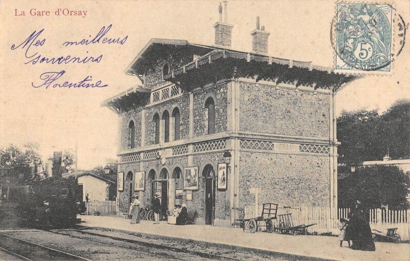 Carte postale ancienne Orsay / La Gare / Train / Locomotive à Orsay