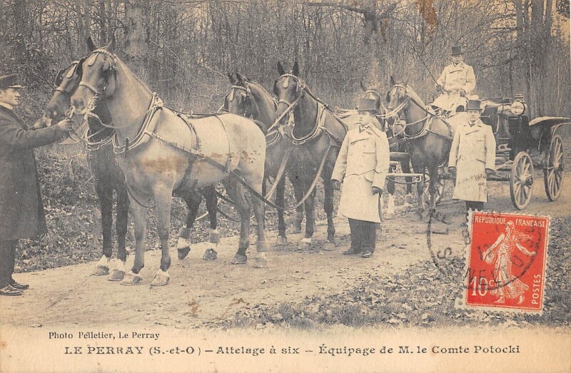 Carte postale ancienne Le Perray / Attelage A Six / Equipage De M.le Comte Potocki