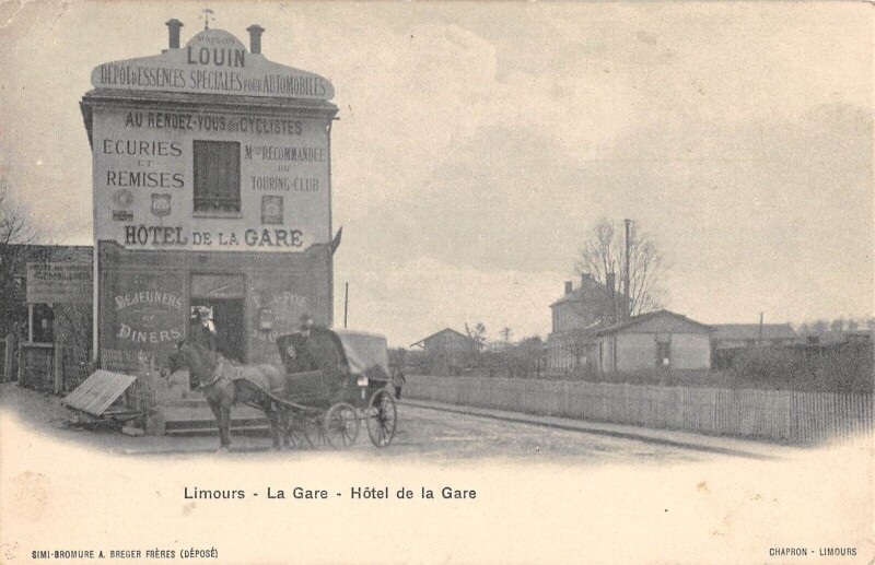 Carte postale ancienne Limours - La Gare - Hotel De La Gare - Maison Louin - Au Rendez Vous Des à Limours