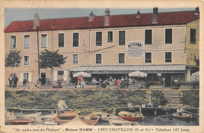 Carte postale ancienne Viry Chatillon - Maison Hamm - Au Rendez Vous Des Pecheurs - Restaurant